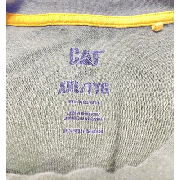 Men's Green Construction CAT Caterpillar XXL Label Pocket T-Shirt Workwear As is - Picture 5 of 9